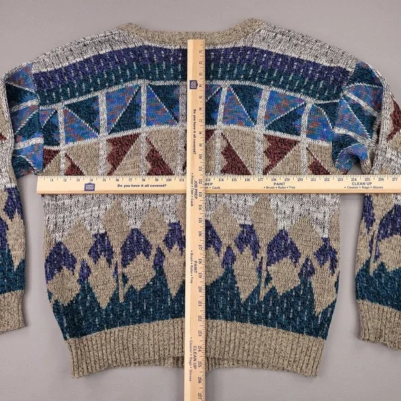 Vintage Sweater Graphix Sweater Mens Large Multicolor Cardigan Aztec Knit 90s